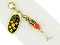 Spinner Mepps Black Fury Gold / Yellow Dots - #0 | 2g BESTEN KUNSTKODER Angelshop