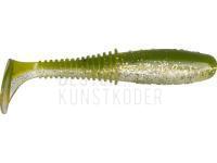 Gummifische Dragon Invader Pro 10cm - Clear/Olive - gold/silver glitter BESTEN KUNSTKODER Angelshop