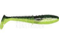 Gummifische Dragon Invader Pro  8.5cm - Chartreuse/Black - silver glitter BESTEN KUNSTKODER Angelshop