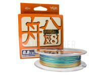 Geflochtene Schnur YGK Veragass PE X8 Multicolor 150m #0.8 | 0.153mm | 16lb